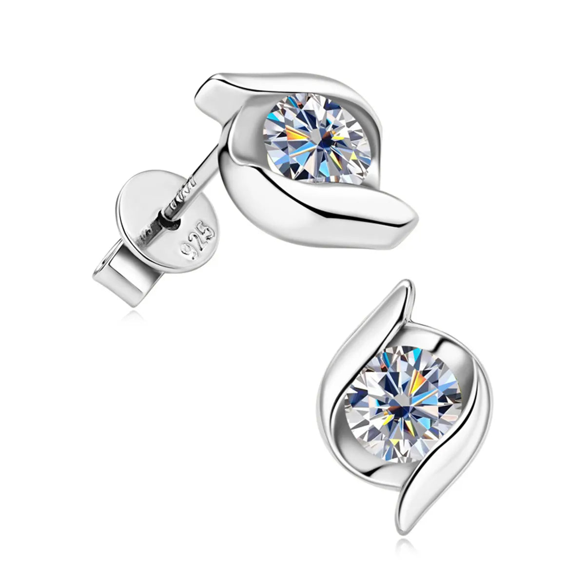 Simple Style Geometric Sterling Silver Gra Plating Inlay Moissanite Ear Studs