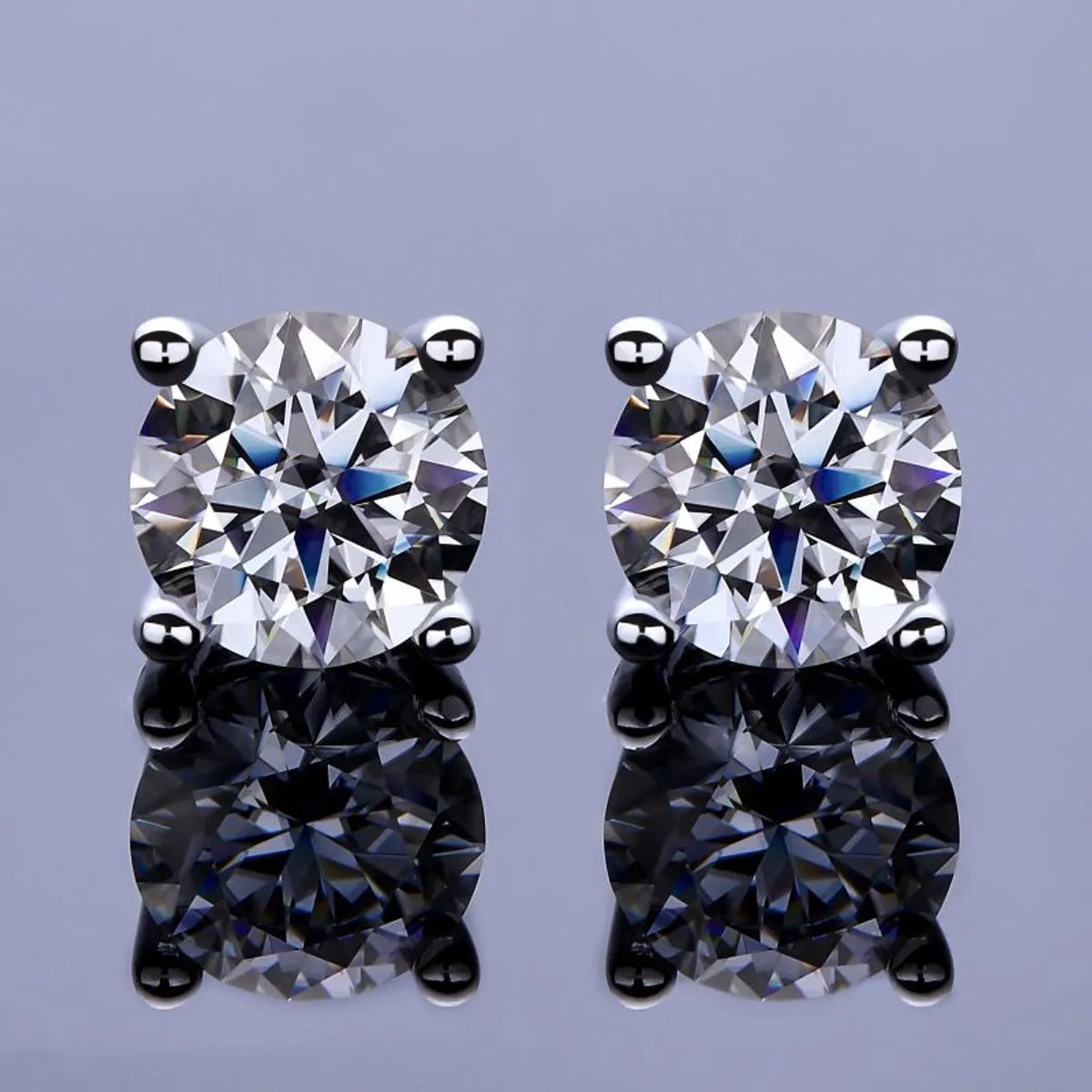 Simple Style Geometric Sterling Silver Gra Plating Inlay Moissanite Silver Plated Ear Studs