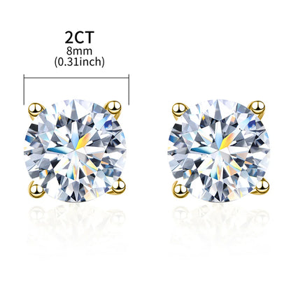 Simple Style Geometric Sterling Silver Gra Plating Inlay Moissanite Silver Plated Ear Studs