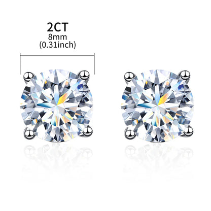 Simple Style Geometric Sterling Silver Gra Plating Inlay Moissanite Silver Plated Ear Studs