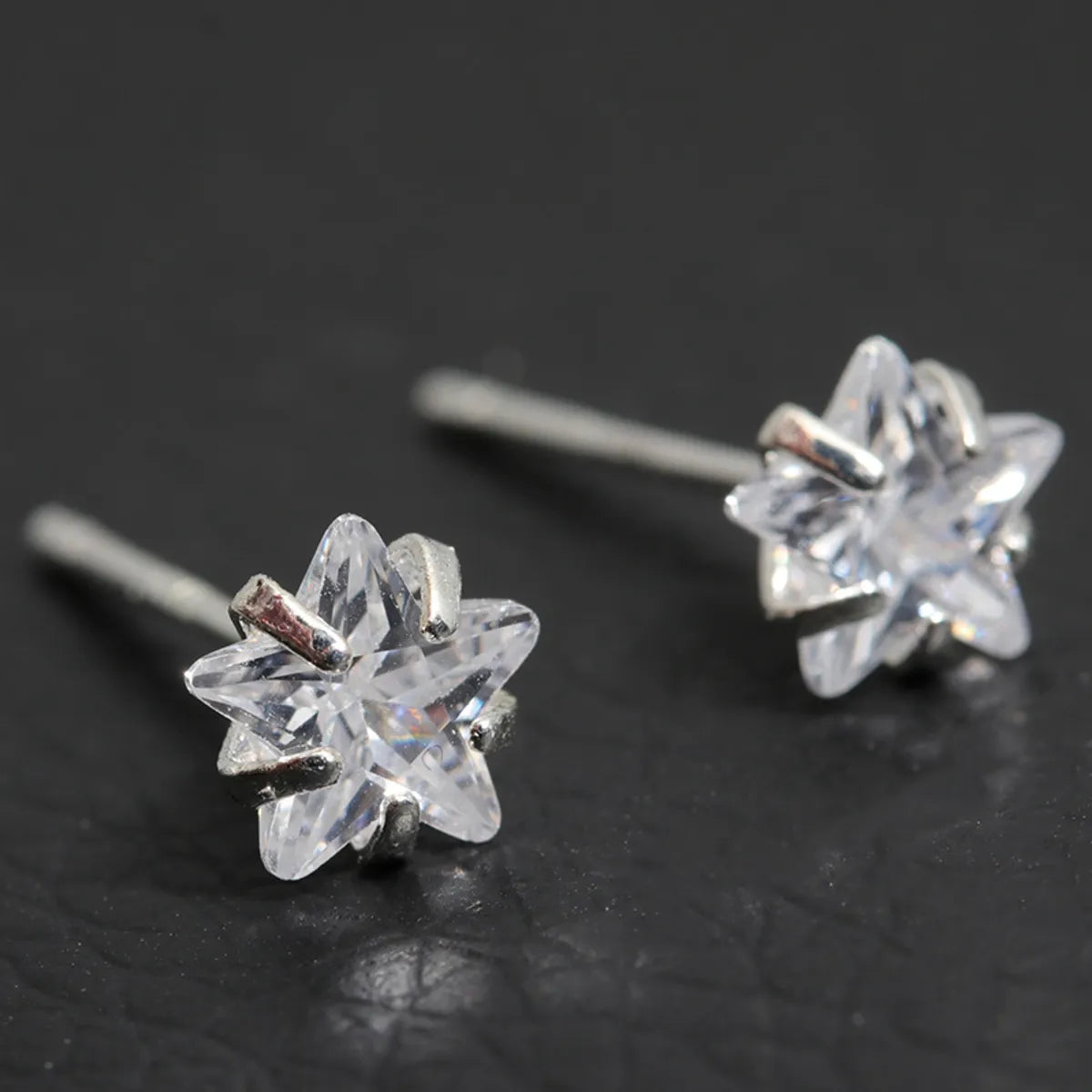 Simple Style Geometric Sterling Silver Inlay Zircon Ear Studs 1 Pair