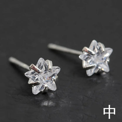 Simple Style Geometric Sterling Silver Inlay Zircon Ear Studs 1 Pair