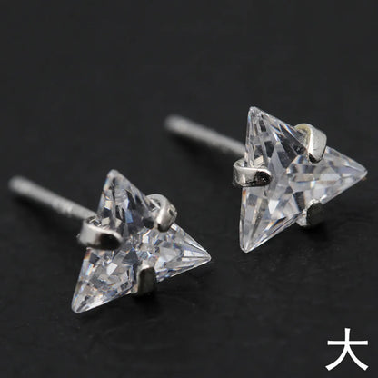 Simple Style Geometric Sterling Silver Inlay Zircon Ear Studs 1 Pair