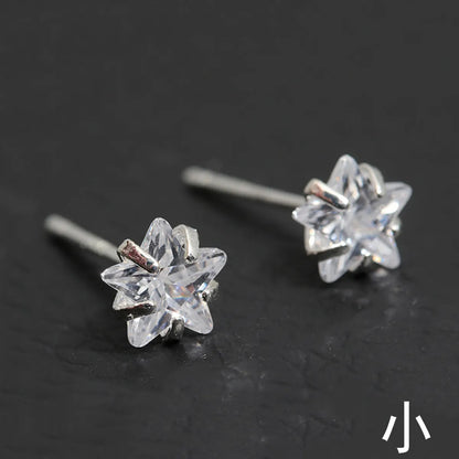 Simple Style Geometric Sterling Silver Inlay Zircon Ear Studs 1 Pair