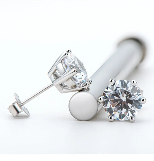 Simple Style Geometric Sterling Silver Moissanite Ear Studs In Bulk