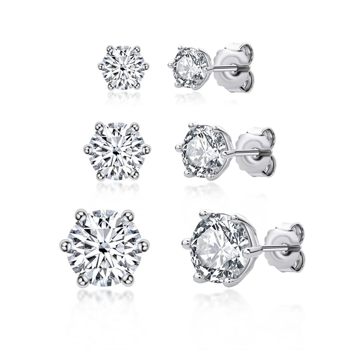 Simple Style Geometric Sterling Silver Moissanite Ear Studs In Bulk