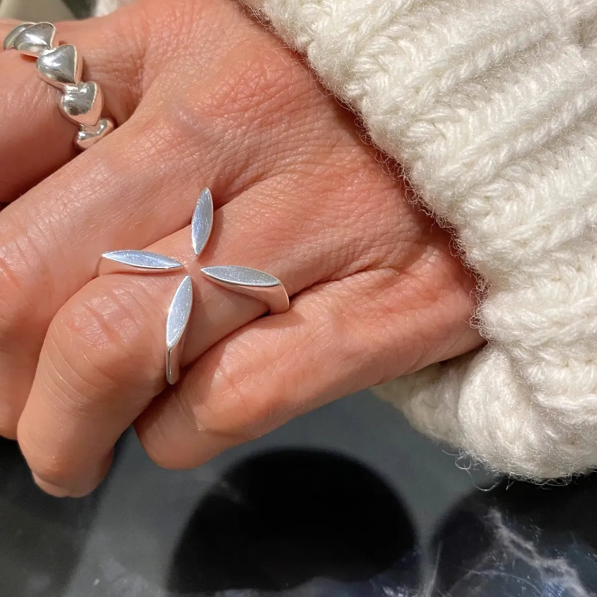 Simple Style Geometric Sterling Silver Open Rings