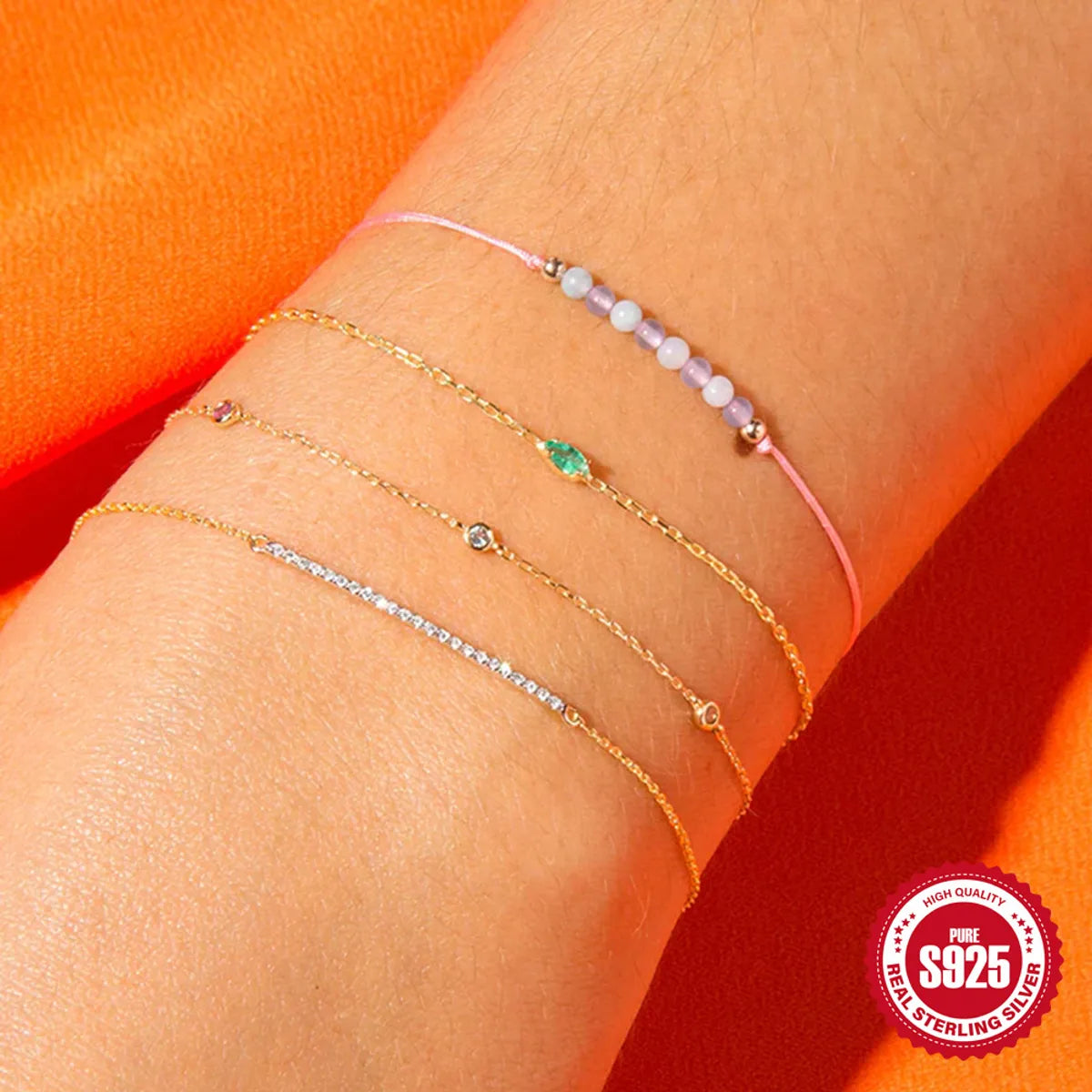 Simple Style Geometric Sterling Silver Plating Bracelets