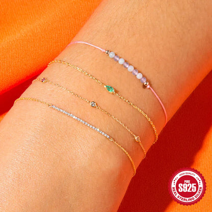 Simple Style Geometric Sterling Silver Plating Bracelets