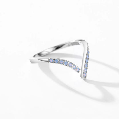 Simple Style Geometric Sterling Silver Plating Inlay Zircon Rhodium Plated Open Ring