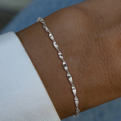 Simple Style Geometric Sterling Silver Plating White Gold Plated Bracelets