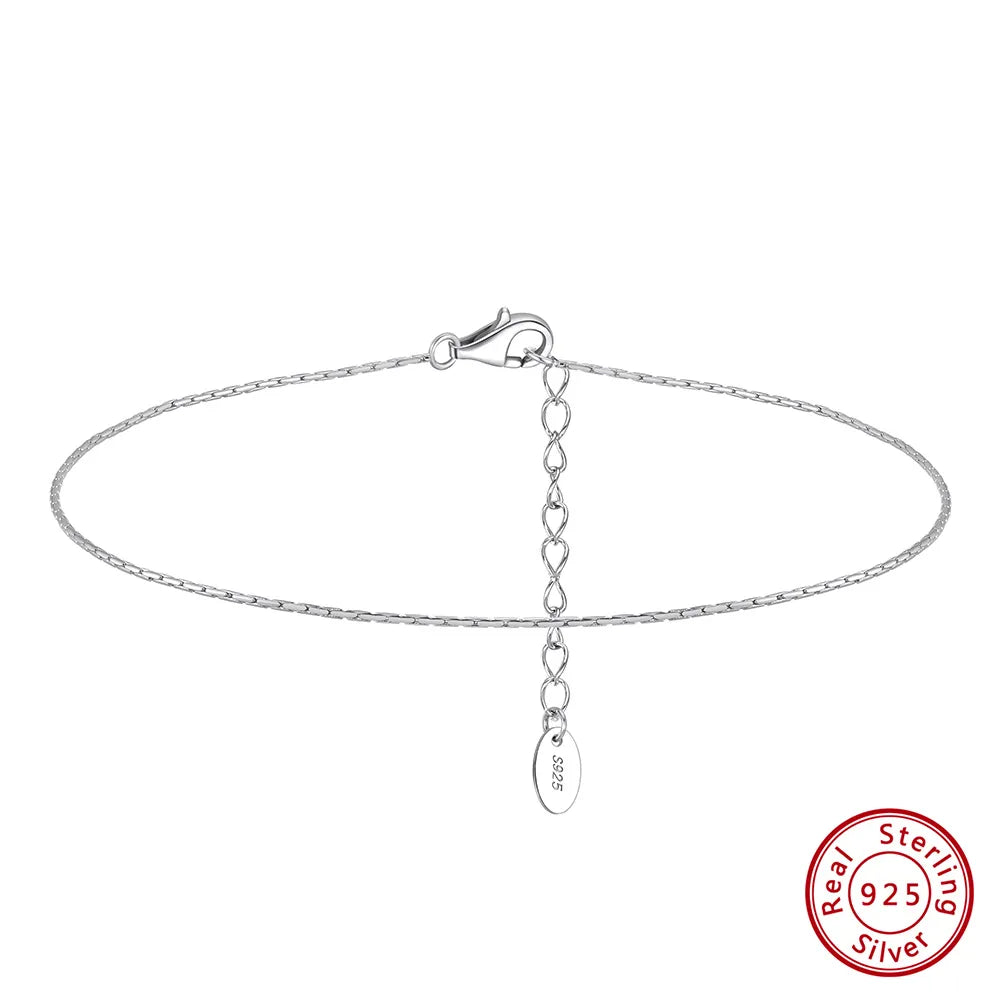 Simple Style Geometric Sterling Silver Polishing 14K Gold Plated White Gold Plated Women'S Anklet