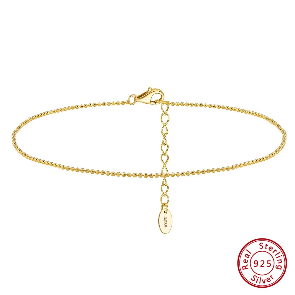 Simple Style Geometric Sterling Silver Polishing 14K Gold Plated White Gold Plated Women'S Anklet