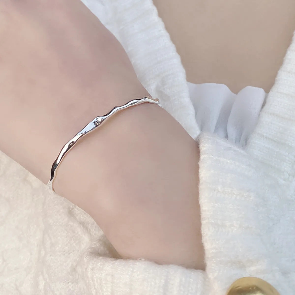 Simple Style Geometric Sterling Silver Polishing Bangle 1 Piece