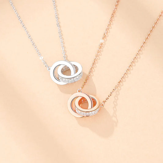 Simple Style Geometric Sterling Silver Polishing Plating Inlay Zircon Necklace