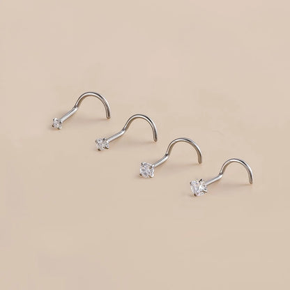 Simple Style Geometric Titanium Inlay Zircon Nose Studs