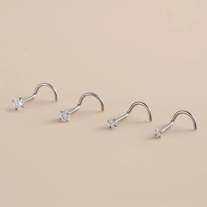 Simple Style Geometric Titanium Inlay Zircon Nose Studs