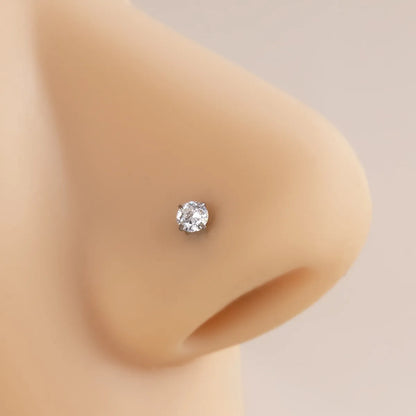 Simple Style Geometric Titanium Inlay Zircon Nose Studs