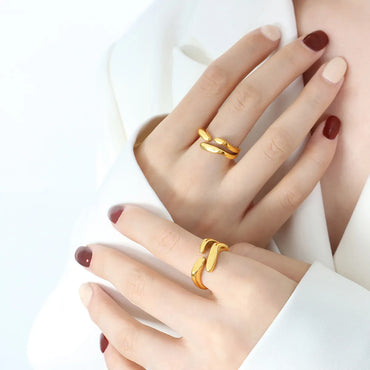 Simple Style Geometric Titanium Steel 18k Gold Plated Open Ring In Bulk