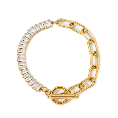 Simple Style Geometric Titanium Steel 18K Gold Plated Zircon Bracelets In Bulk