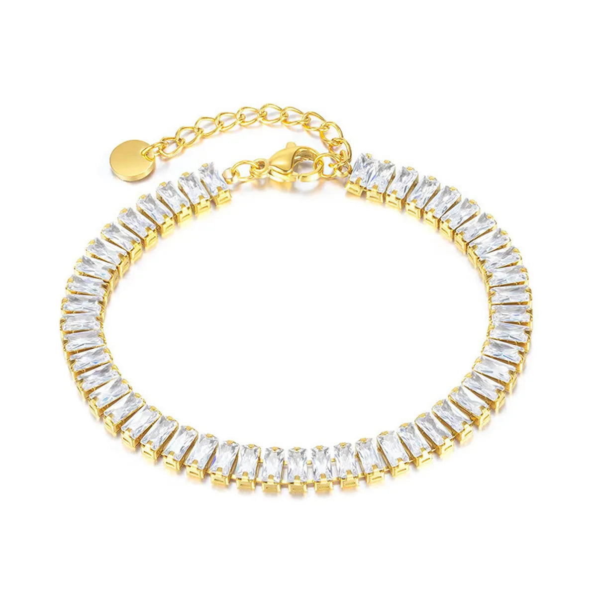 Simple Style Geometric Titanium Steel 18K Gold Plated Zircon Bracelets In Bulk