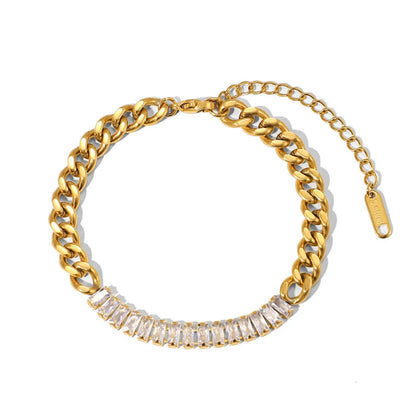 Simple Style Geometric Titanium Steel 18K Gold Plated Zircon Bracelets In Bulk