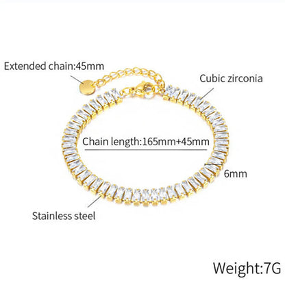 Simple Style Geometric Titanium Steel 18K Gold Plated Zircon Bracelets In Bulk