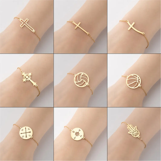 Simple Style Geometric Titanium Steel Bracelets Plating No Inlaid Stainless Steel Bracelets