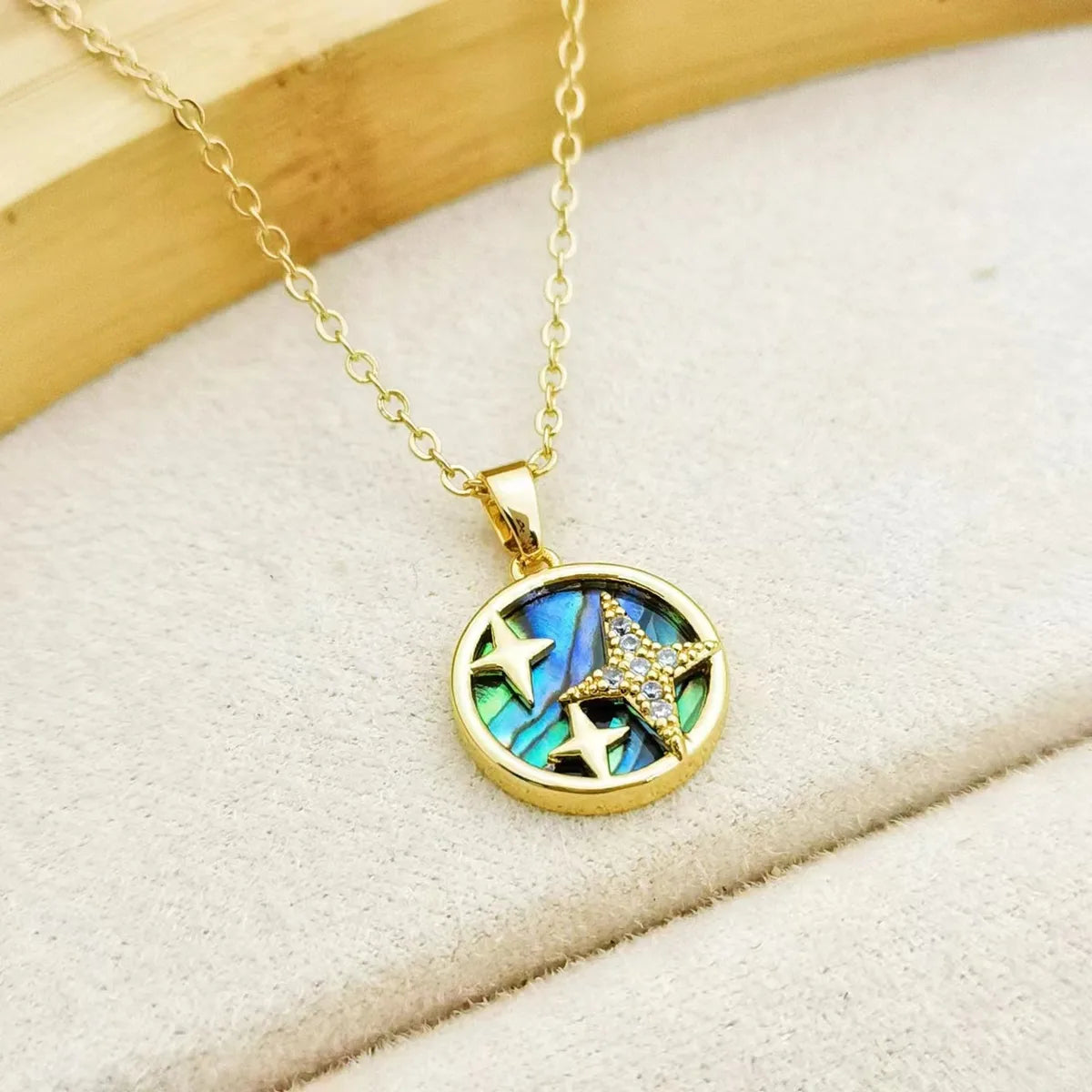 Simple Style Geometric Titanium Steel Copper Plating Inlay Zircon Gold Plated Pendant Necklace