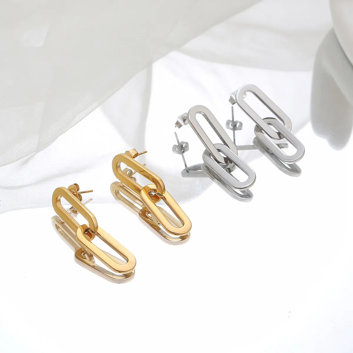 Simple Style Geometric Titanium Steel Drop Earrings Gold Plated Stainless Steel Earrings