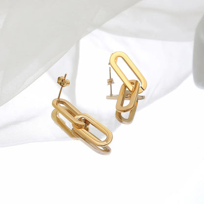 Simple Style Geometric Titanium Steel Drop Earrings Gold Plated Stainless Steel Earrings