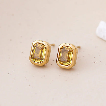 Simple Style Geometric Titanium Steel Ear Studs Inlay Zircon Stainless Steel Earrings 1 Pair