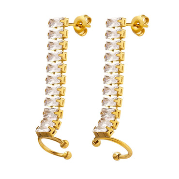 Simple Style Geometric Titanium Steel Gold Plated Zircon Ear Clips 1 Pair