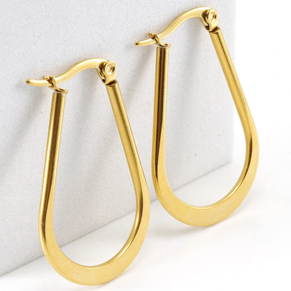 Simple Style Geometric Plating Metal Titanium Steel Hoop Earrings