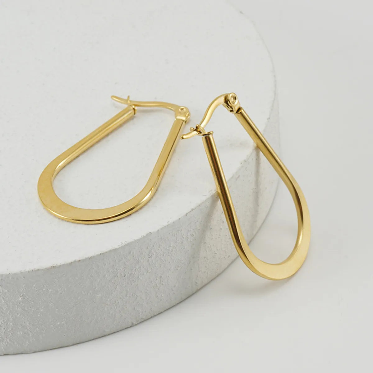 Simple Style Geometric Plating Metal Titanium Steel Hoop Earrings