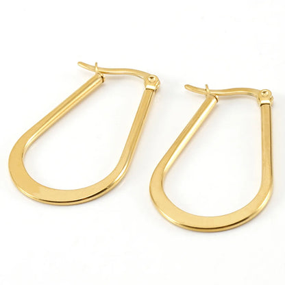 Simple Style Geometric Plating Metal Titanium Steel Hoop Earrings