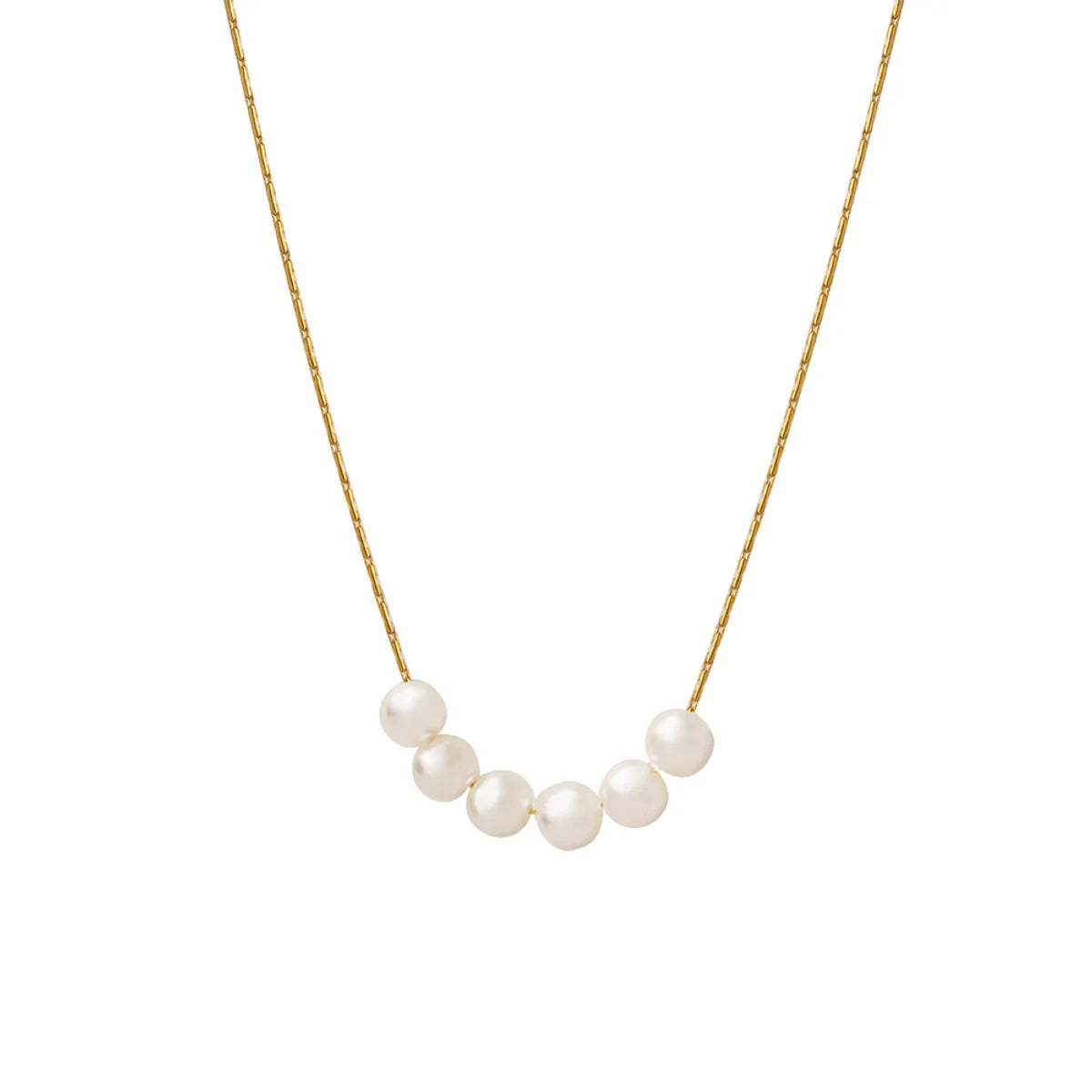 Simple Style Geometric Titanium Steel Inlay Artificial Pearls 18k Gold Plated Necklace