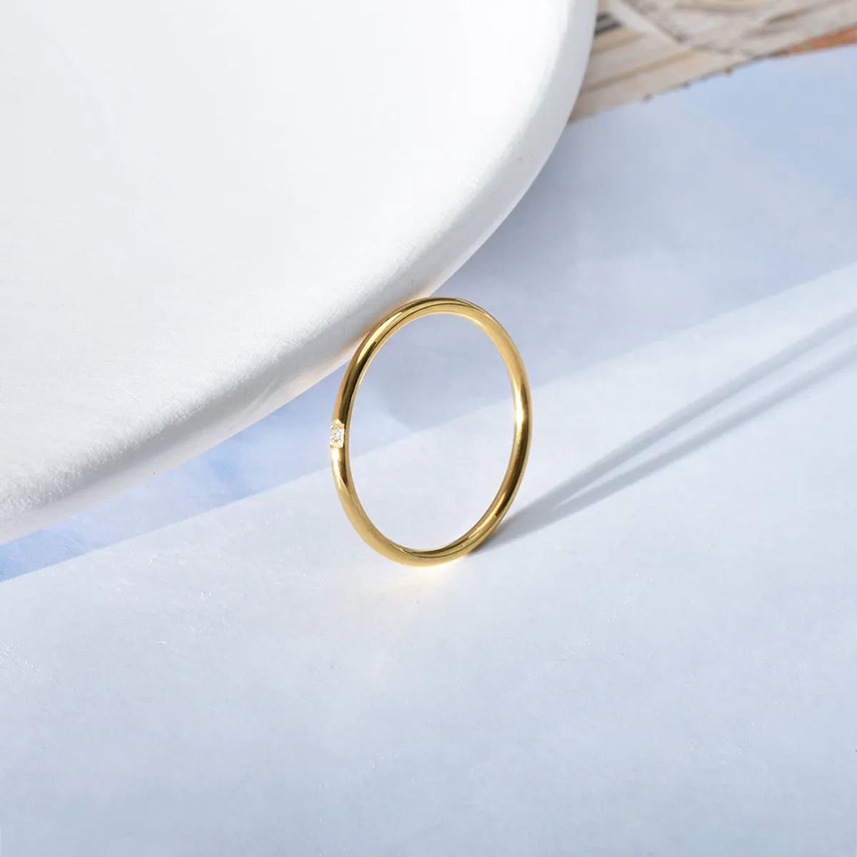 Simple Style Geometric Titanium Steel Metal Rings 1 Piece