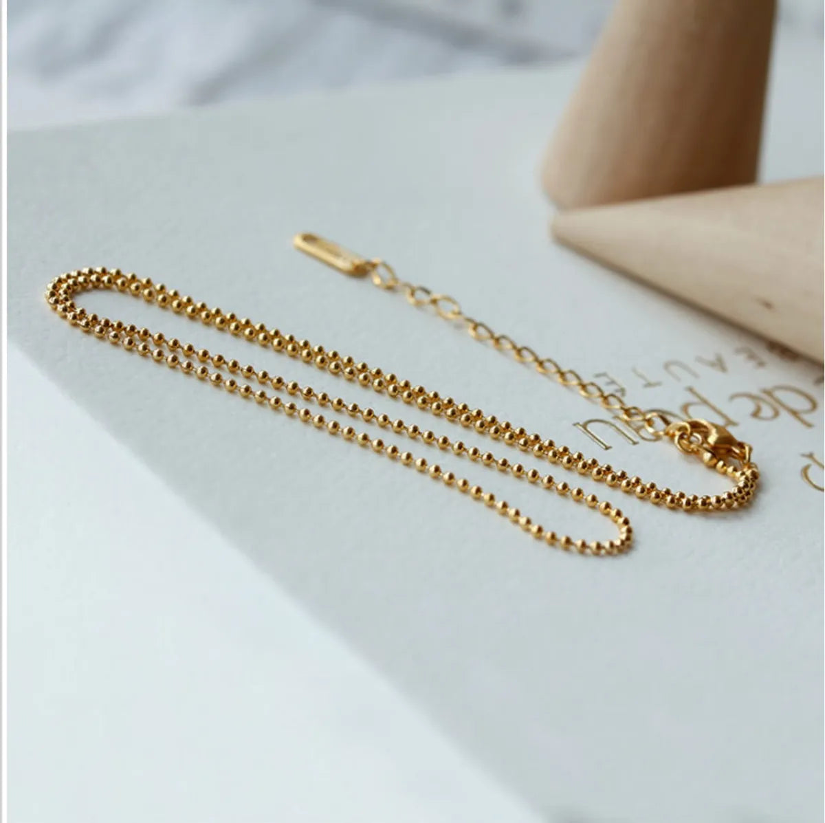 Wholesale Jewelry Simple Style Geometric 304 Stainless Steel Titanium Steel Beads 18K Gold Plated Beaded Necklace