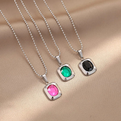 Simple Style Geometric Titanium Steel Necklace Inlaid Gold Zircon Stainless Steel Necklaces