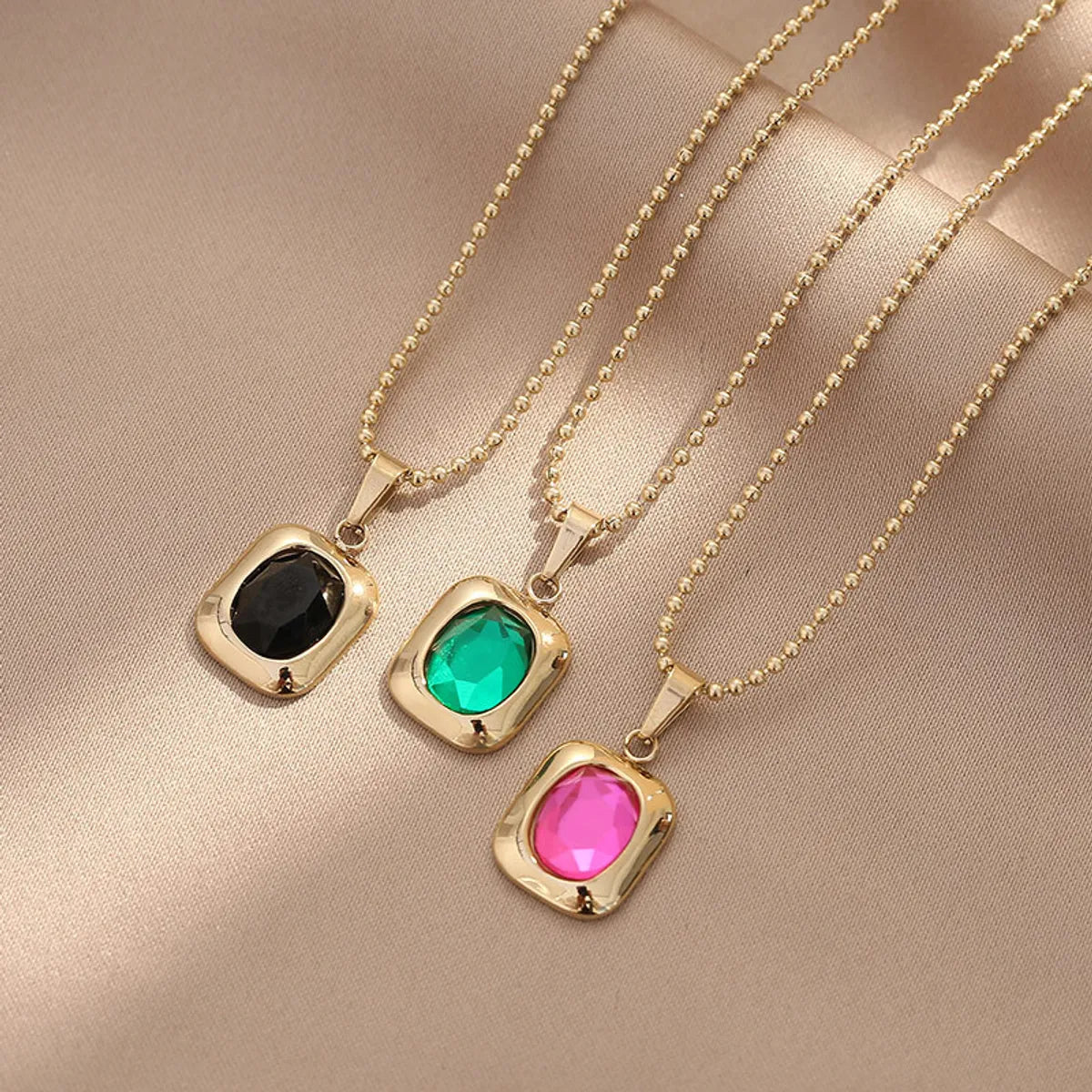 Simple Style Geometric Titanium Steel Necklace Inlaid Gold Zircon Stainless Steel Necklaces