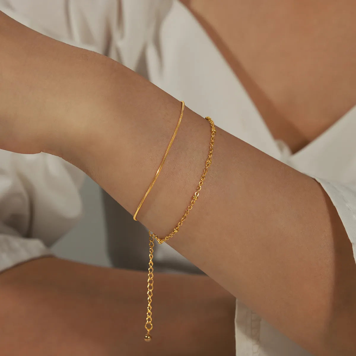 Simple Style Geometric Titanium Steel 18K Gold Plated Bracelets In Bulk