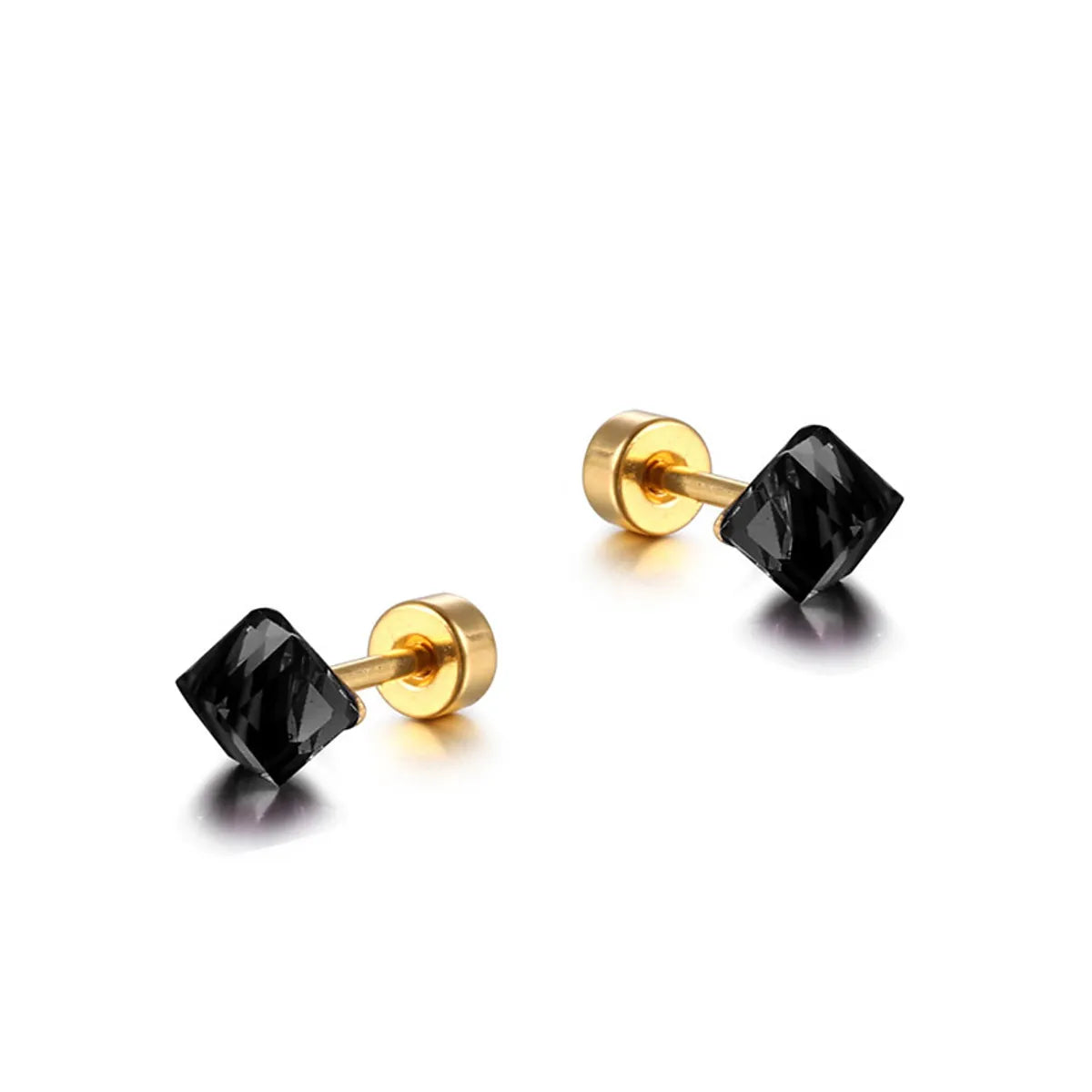 Simple Style Geometric Titanium Steel Plating Artificial Diamond Ear Studs 1 Piece