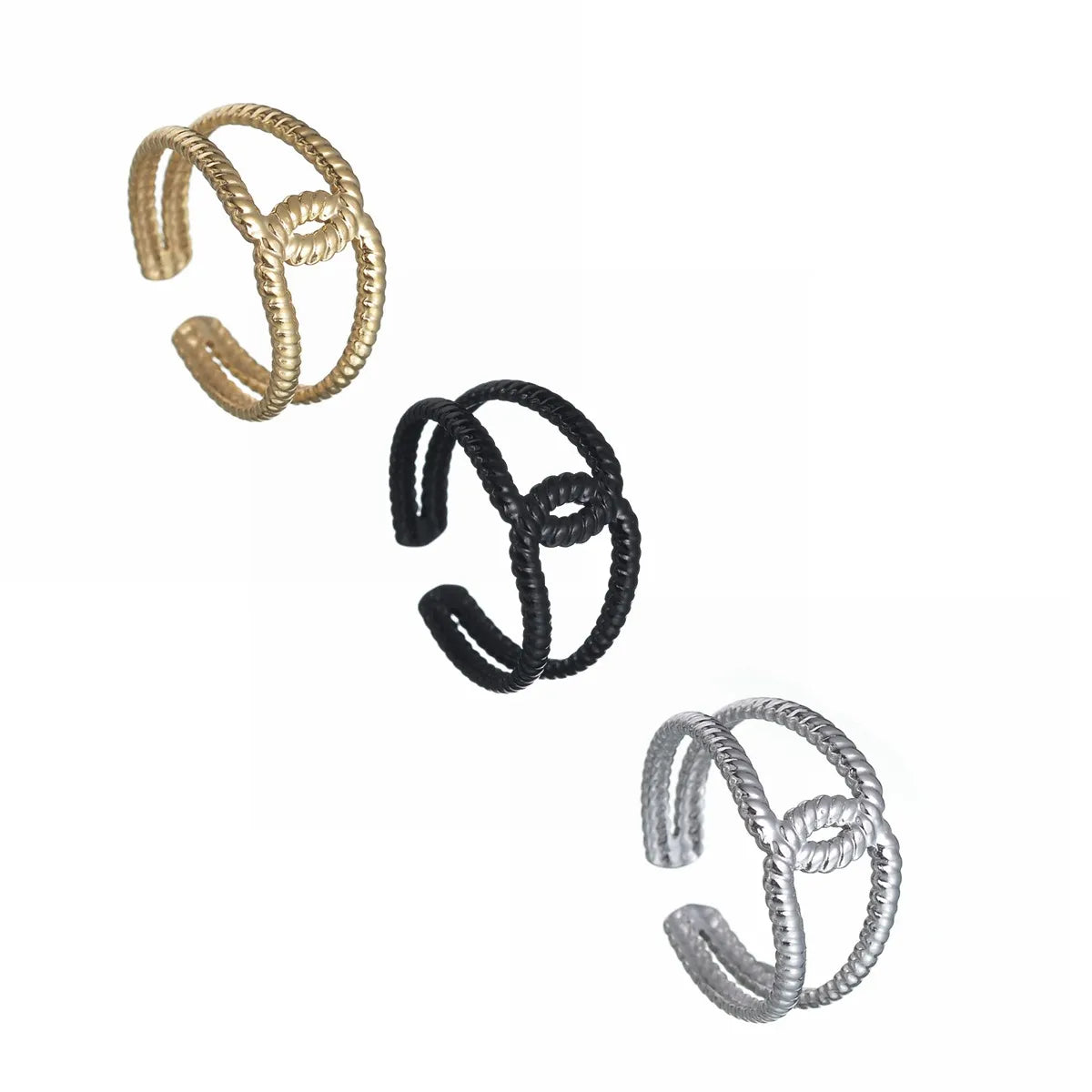 Wholesale Jewelry Simple Style Geometric 201 Stainless Steel Gold Plated Plating Hollow Out Open Ring