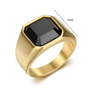 Simple Style Geometric Titanium Steel Plating Inlay Artificial Gemstones Men'S Rings