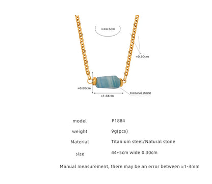 Simple Style Geometric Titanium Steel Plating Inlay Natural Stone 18k Gold Plated Necklace