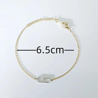 Simple Style Geometric Titanium Steel Plating Inlay Rhinestones 18k Gold Plated Bracelets