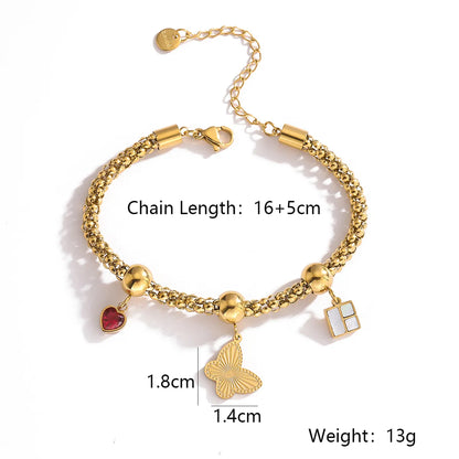 Simple Style Geometric Titanium Steel Plating Inlay Zircon 18k Gold Plated Bracelets