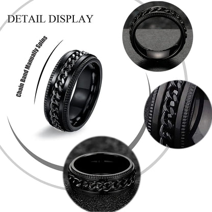 Simple Style Geometric 304 Stainless Steel Plating Inlay Zircon Black Plated Men'S Rings