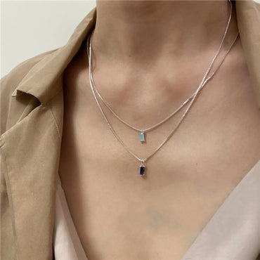 Simple Style Geometric Titanium Steel Plating Inlay Zircon Pendant Necklace